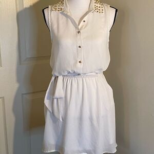 Double zero, small, white dress with gold studs